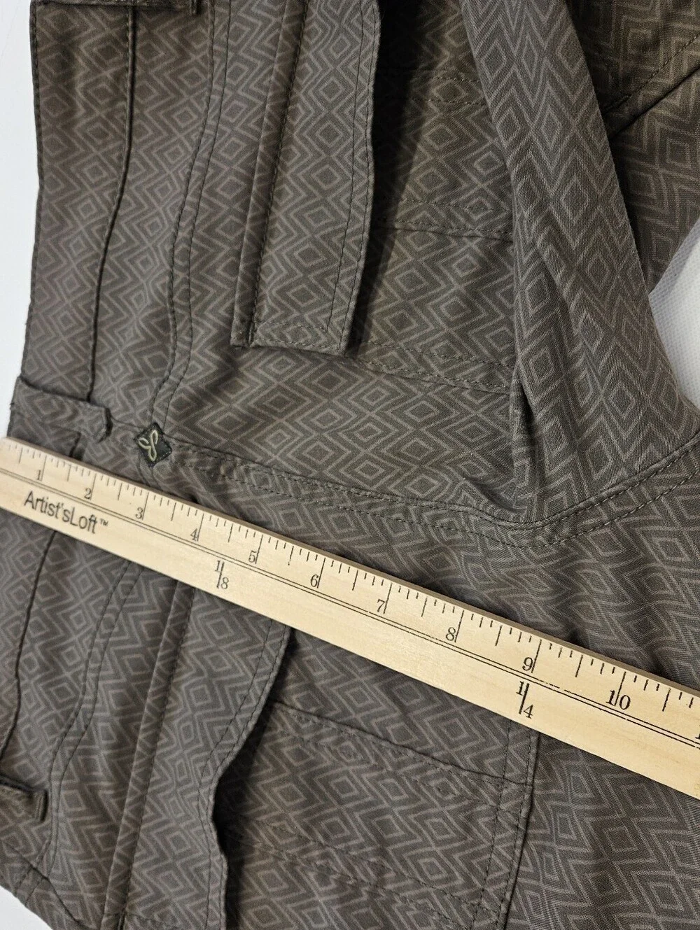 Prana Meme Pants Women’s Size 4 Green Gray Outdoors Cargo Diamond Print